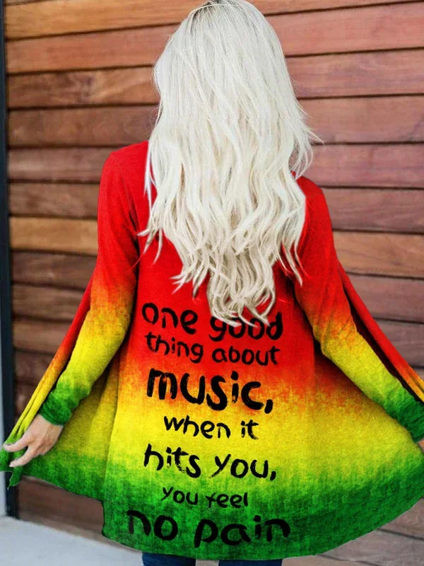 Reggae Style One Good Thing About Music Long Sleeve Cardigan