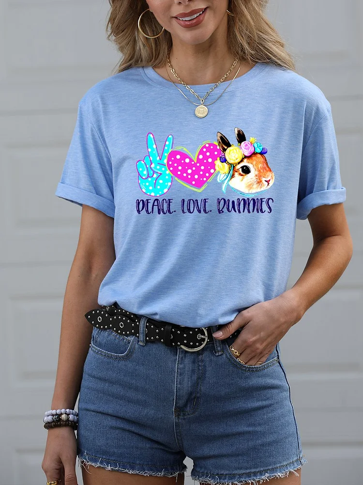 Bestdealfriday Peace Love Bunnies Women's T-Shirt