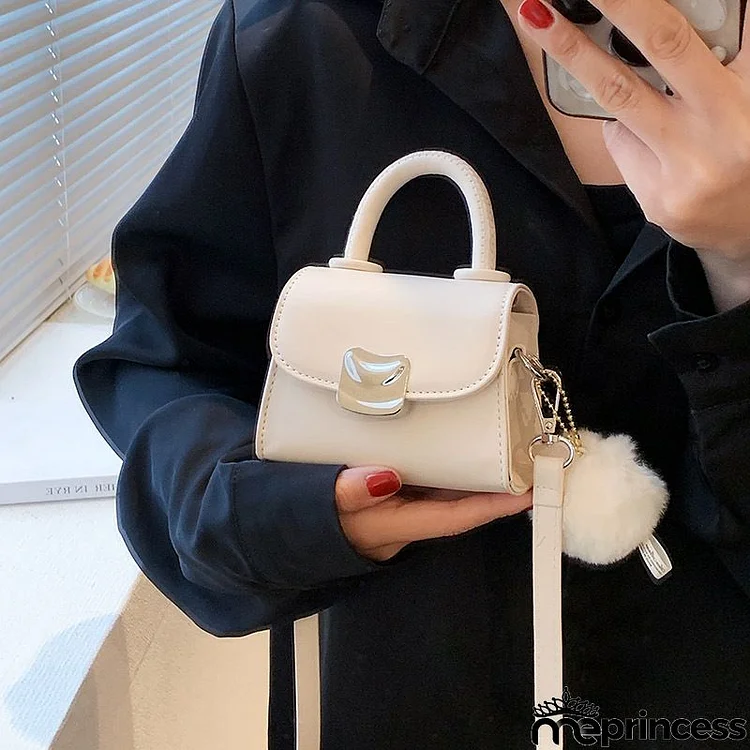 Women Fashion Cute Flap Plush Pendant Square Mini Crossbody Bag