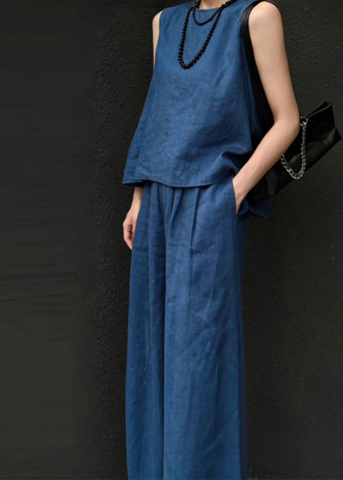 Blue Linen Vest main image 1