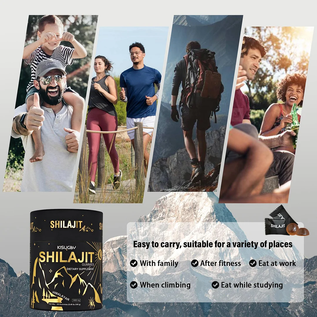 KISUGBY  Shilajit Gummies I Lab Tested I No Added Sugar I Ashwagandha, Gokshura| Fulvic Acid & 85+ Trace Minerals I for Men, Women I 100% Natural I 60 Gummy