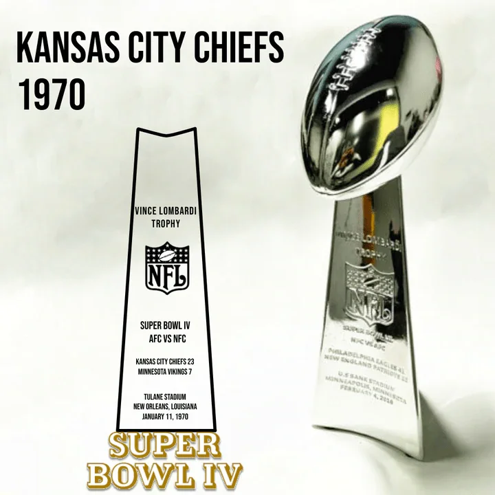 [NFL]1970 Vince Lombardi Trophy, Super Bowl 4, IV Kansas City Chiefs