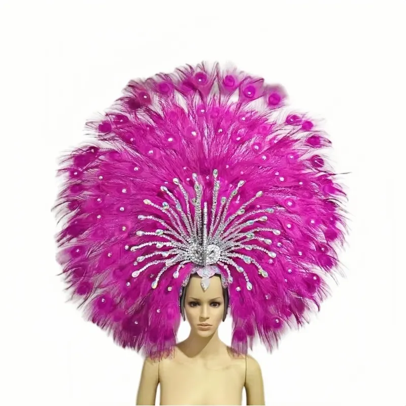 VCSHOES Feather headdress samba costume carnival halloween party bar performance hat makeup dance wings parade