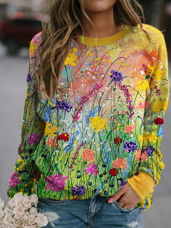 Wild Flowers Art Graphic Sweatshirt