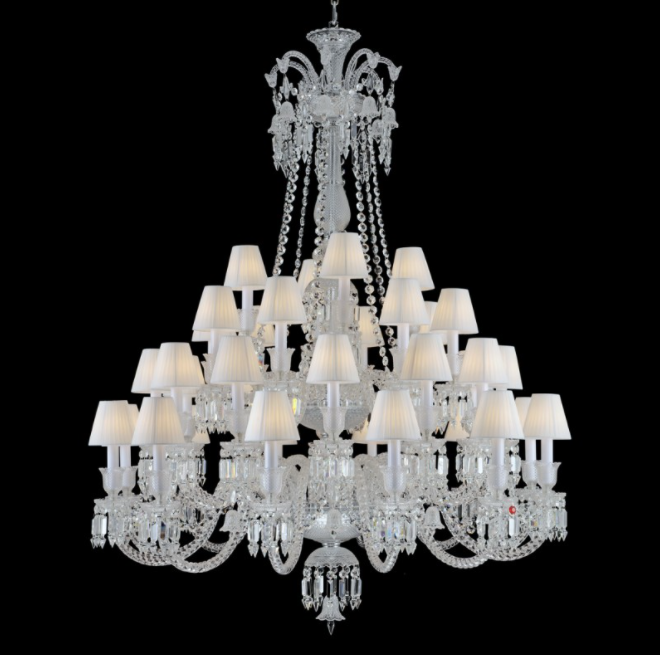 36 Lights Baccarat Inspired Crystal Lighting with Lampshades