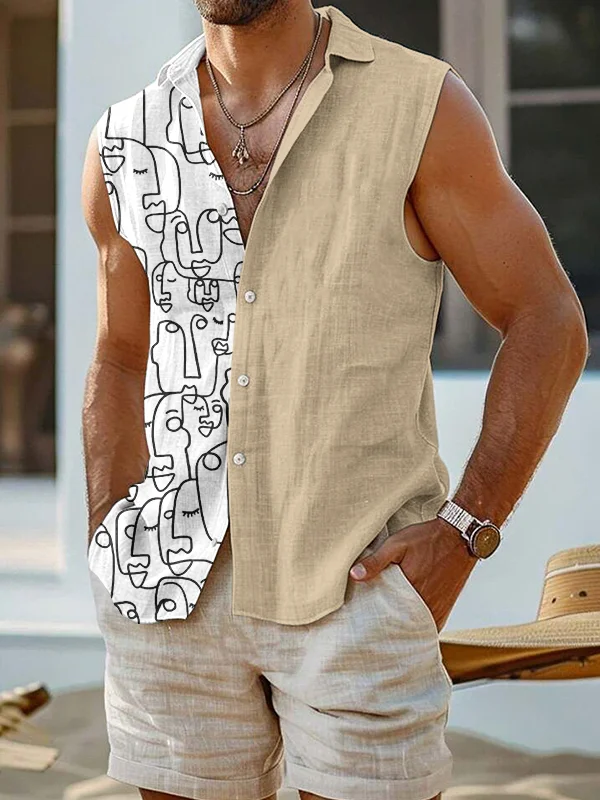 Men's Surfing At Sunset Art Print Sleeveless Shirt