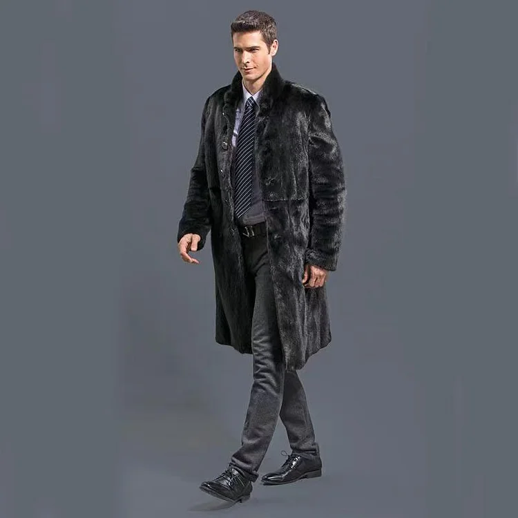 New thick large size men's faux fur casual jacket