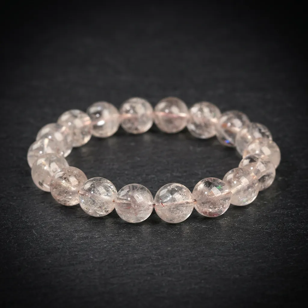 Ethereal Pink Azeztulite Crystal Bracelet - Luminous Rainbow Healing Gemstone Jewelry Ethereal Pink Glow-14mm - Grand Opulence