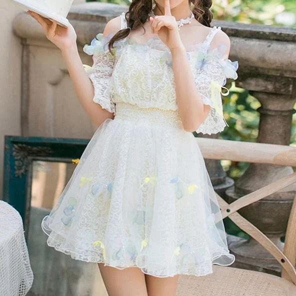 Final Stock! Sweet Off-Shoulder Suspender Dress SP179601