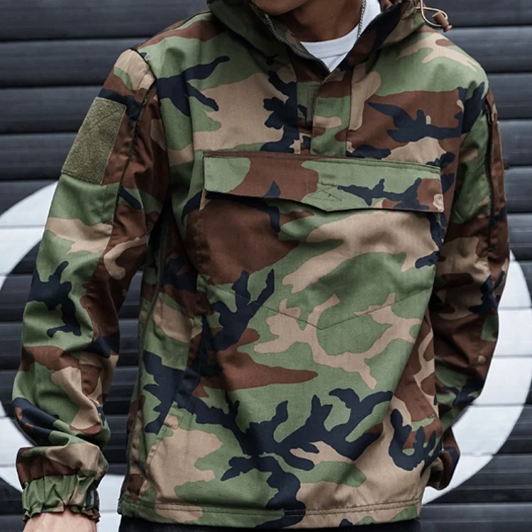 TIMSMEN Military style outdoor camouflage hooded jacket casual work wear