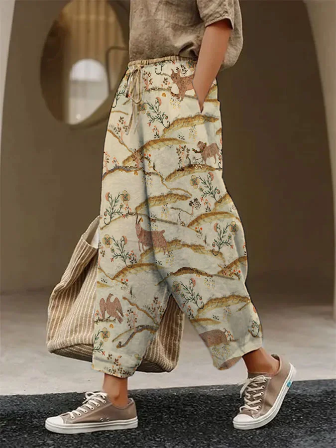 Women's Cat Print Casual Wide Leg Pants socialshop