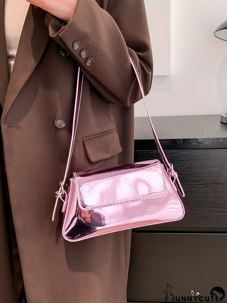 Geometric Solid Color Zipper Bags Handbags