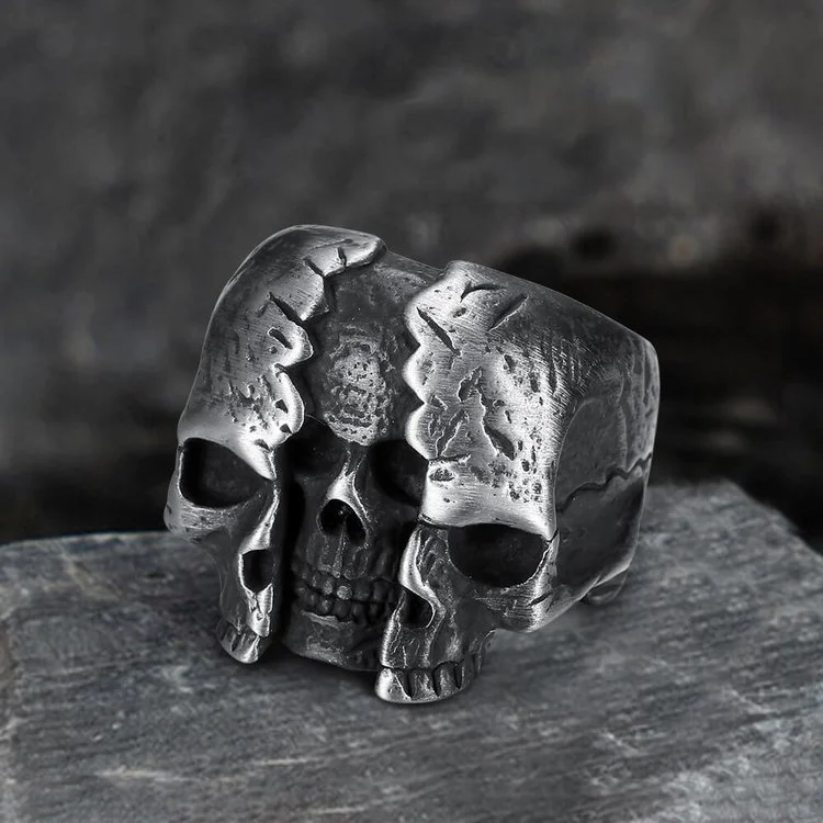 Two-Face 316L Stainless Steel Skull Ring
