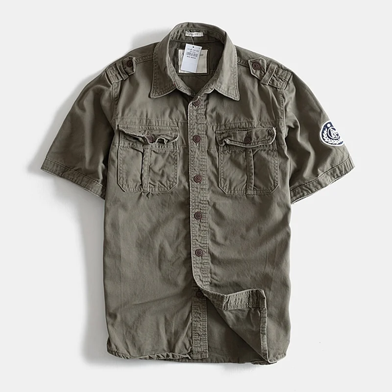 Outdoor Camouflage Short-sleeved Multi-pocket Cotton Shirt