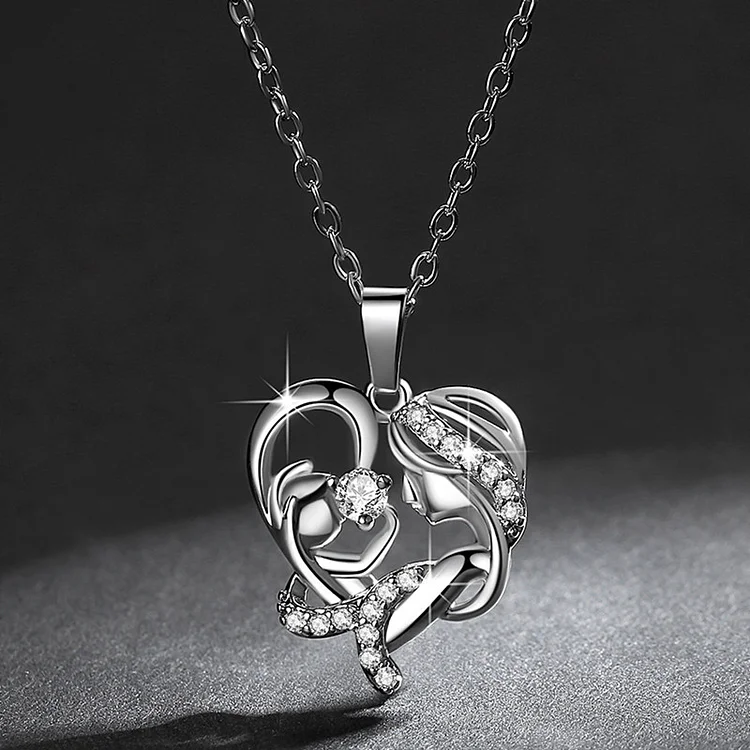 Mother and Child Necklace Heart Pendant Necklace for Mom