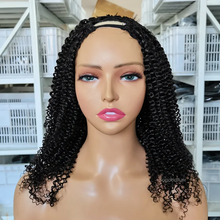 16" Kinky Curly 180% U Part Wig