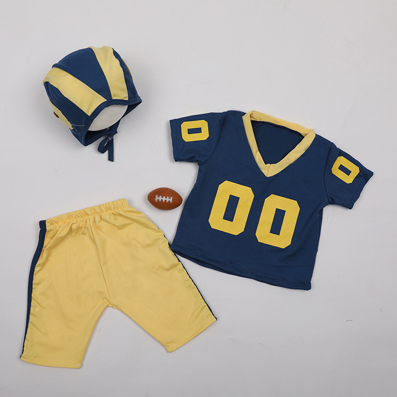 20"22" Blue and Yellow Rugby Jersey for Reborn Boy Baby Accessories 3Pieces Set