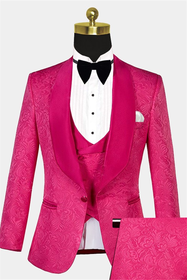 Dresseswow Best Prom Suits For Groom Pink With One Button
