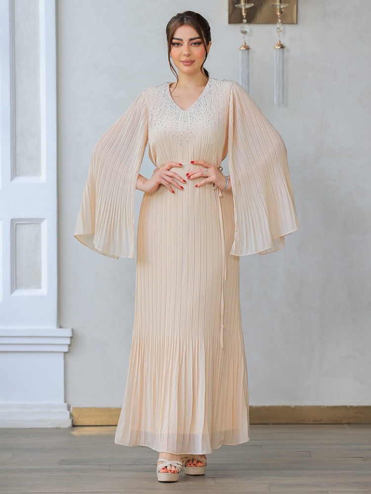 slim fit dress slacks SHEIN Modelyn Women V-Neck Crossed Wrap Elegant Long Sleeve Arabian Mo |  Dress