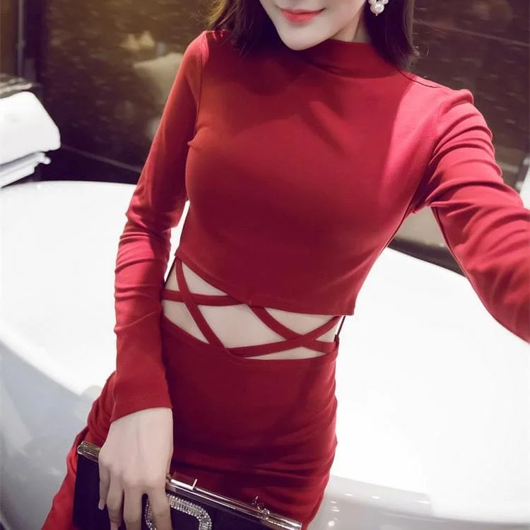 Black/Wine Elegant Chic Long Dress SP1811964