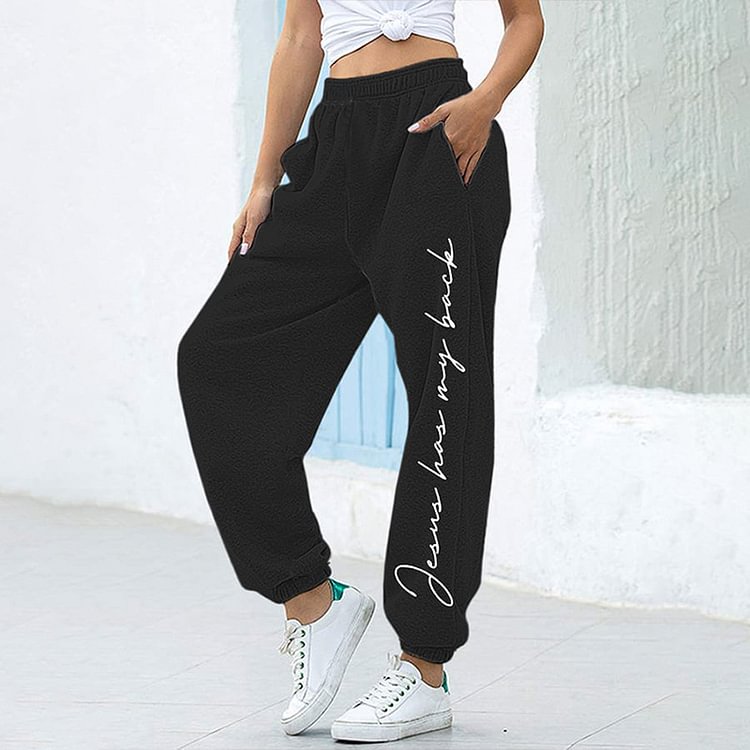 VChics Jesus Has My Back Printed Track Pants