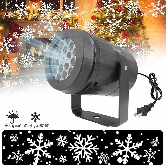 Porjector Light Led Stage Lights Led Snowflake Light White Snowstorm Projector Christmas Atmosphere Holiday Family Party Special Lamp