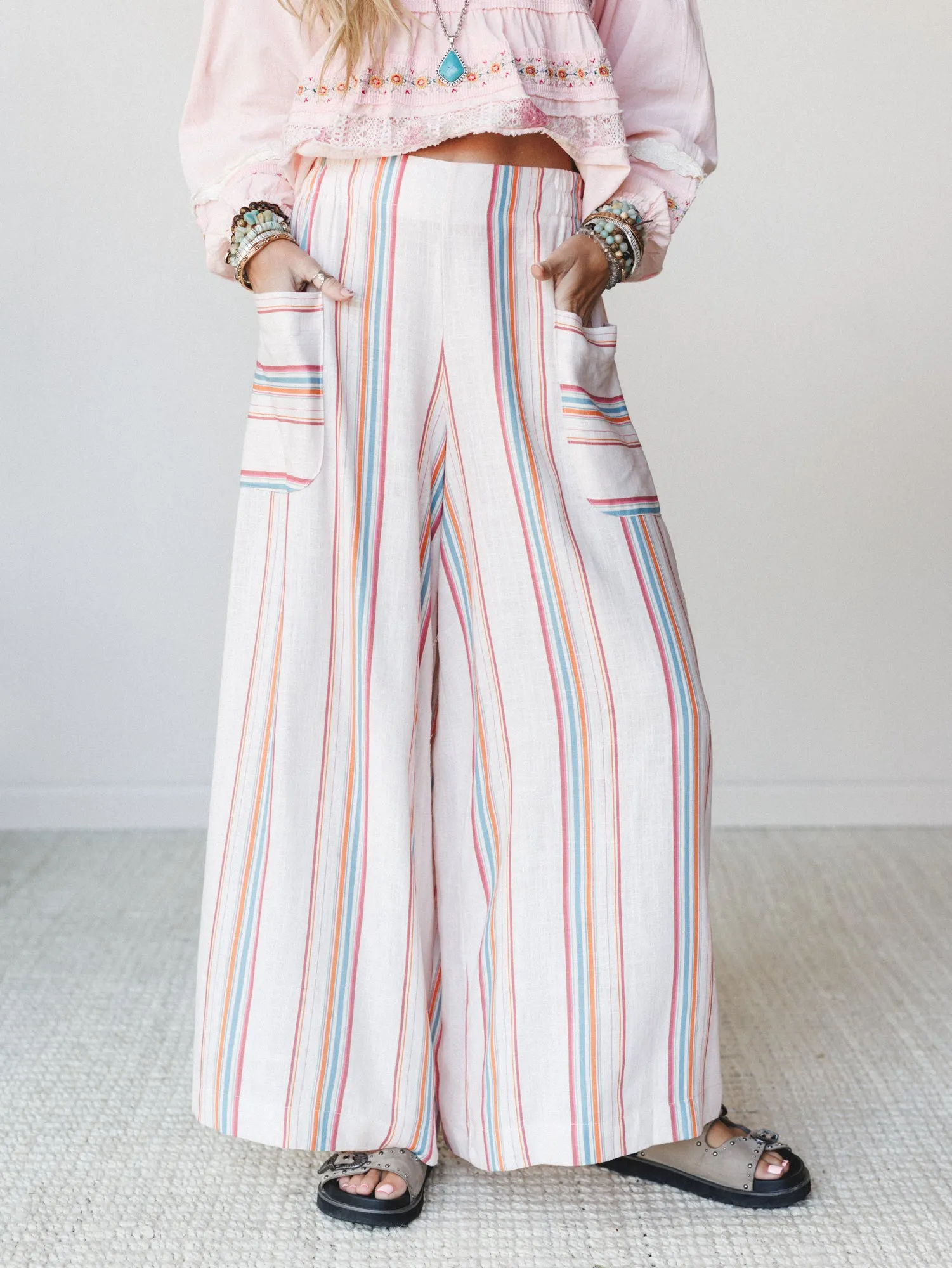 Just Like Sunshine Striped Pants - Natural