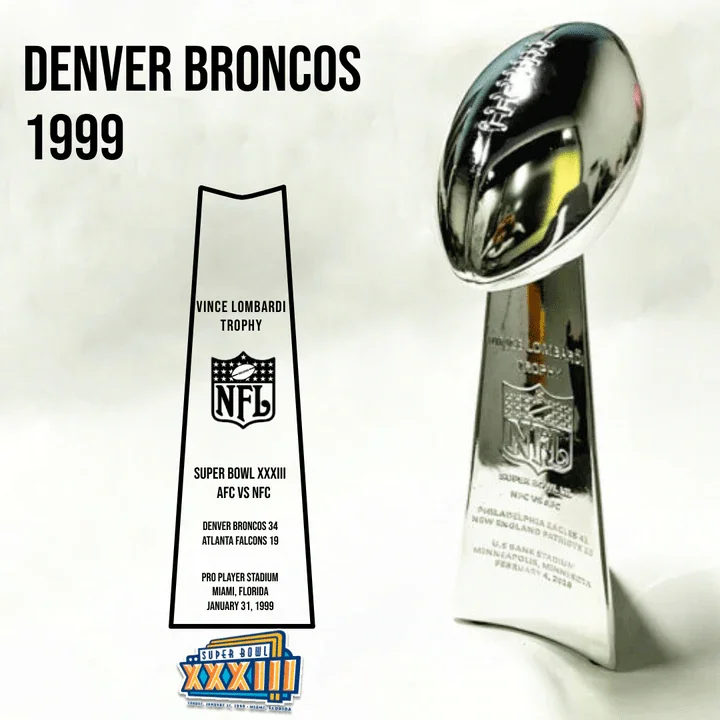 [NFL]1999 Vince Lombardi Trophy, Super Bowl 33, XXXIII Denver Broncos