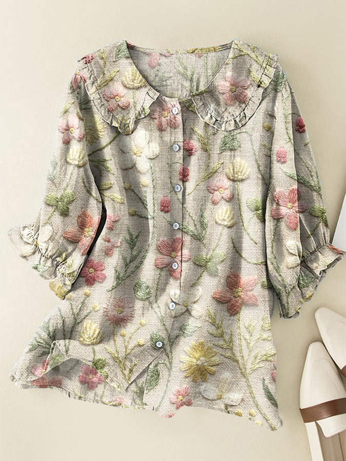 Ruffled Peter Pan Sleeveless Shirt