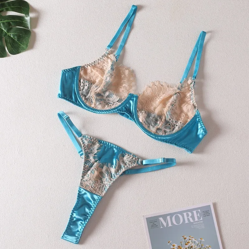 Billionm Piece Contrast Colors Lace Lingerie Set Women Transparent