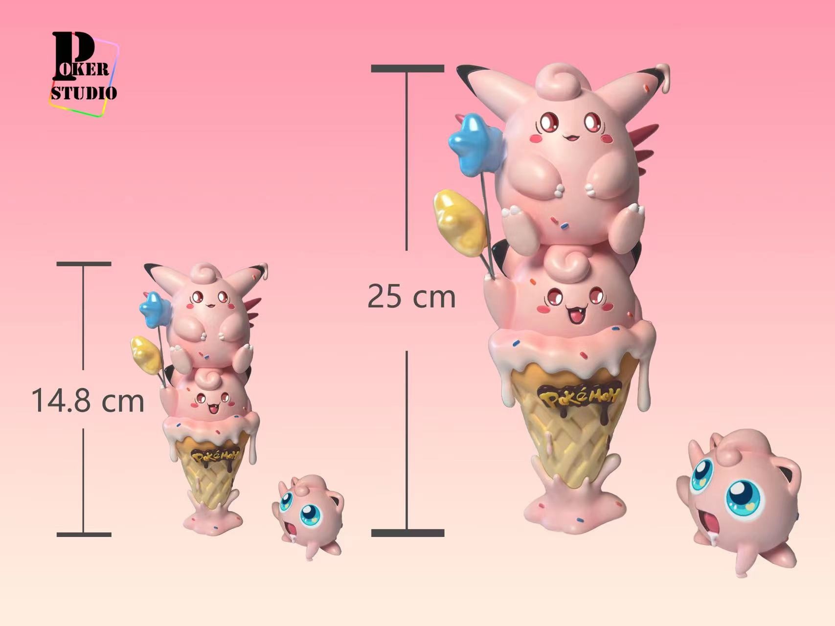 Small & Big Scale Ice Cream Clefairy & Clefable & Jigglypuff Pokemon