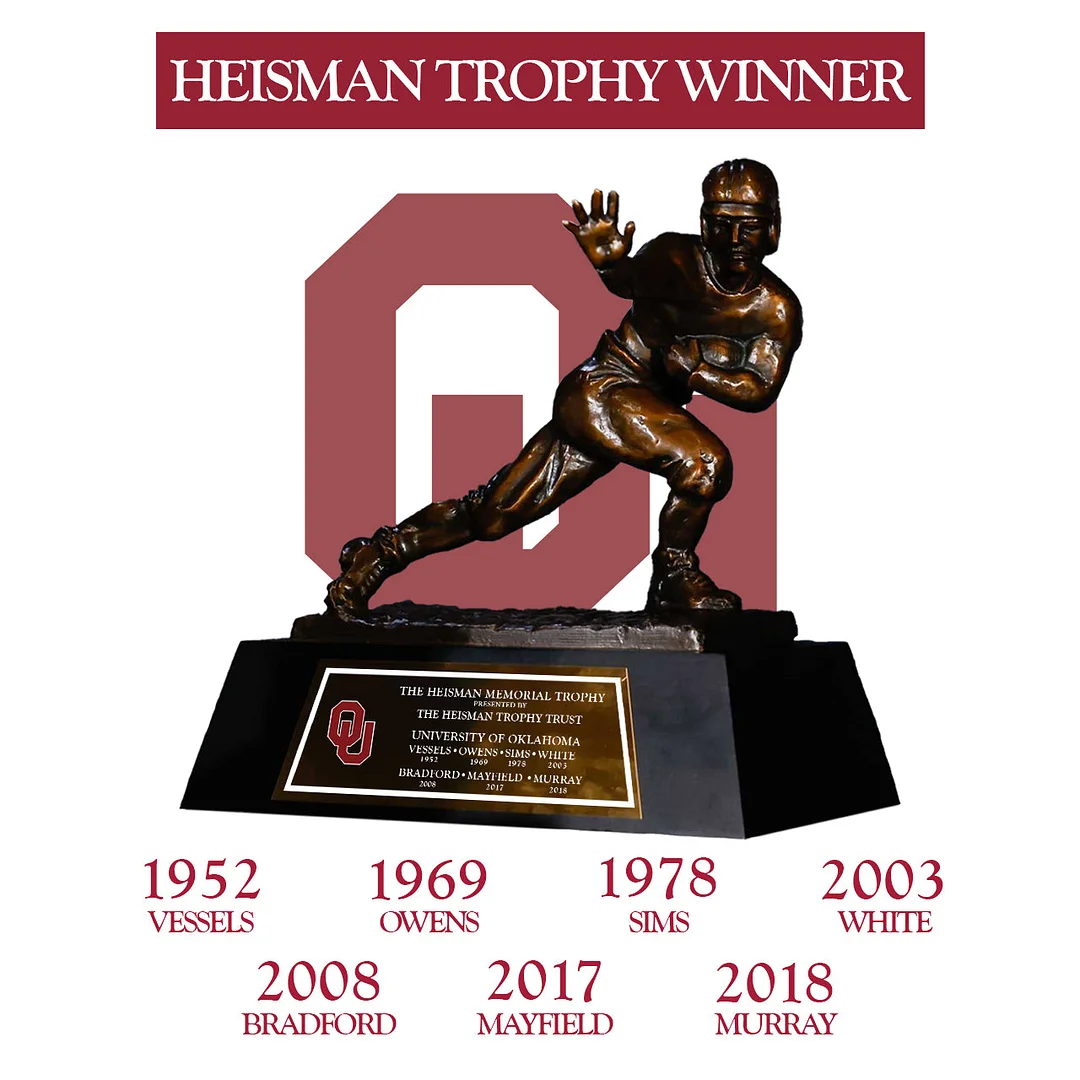 Oklahoma Sooners 1952/1969/1978/2003/2008/2017/2018 NCAA Heisman Trophy