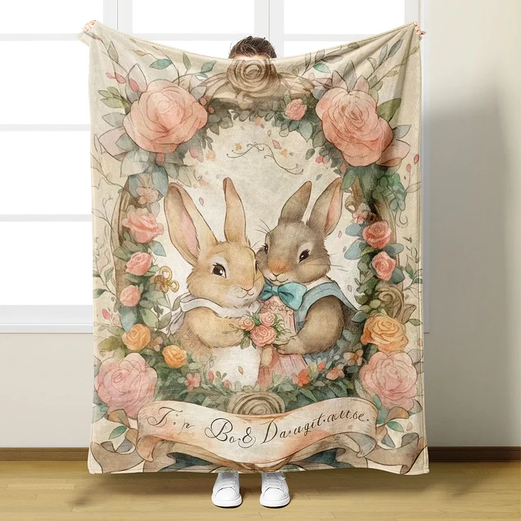 Comstylish Easter Cute Bunny Anti-pilling Flannel Blanket