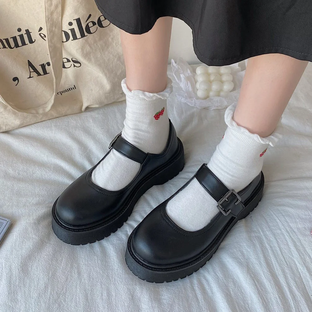 Canrulo lolita shoes mary janes Women's shoes School Student College Girl Student Sweet JK Uniform Mary Jane Shoes low heel women sandal