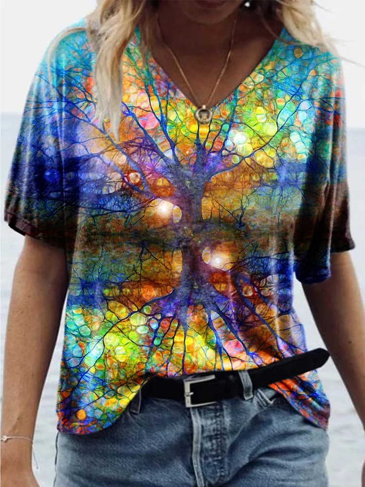 Bestdealfriday Tree Painting Print T-Shirt 11041095