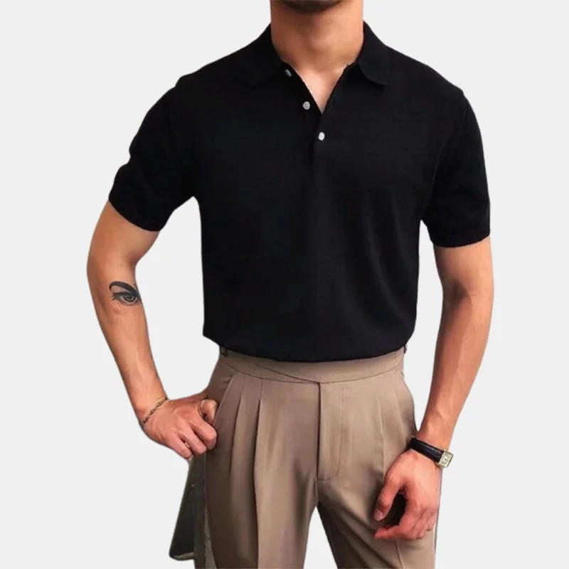Summer Men's Polo Solid Polo Shirt Casual T-shirt