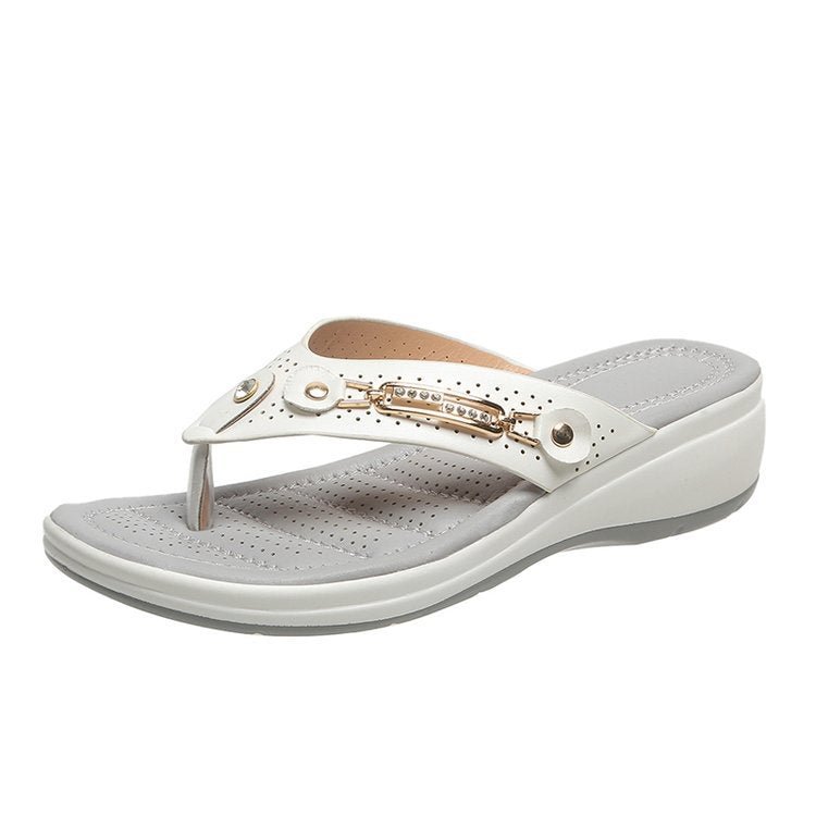 Vintage Buckle Flip Flop Sandal With Hollow Out