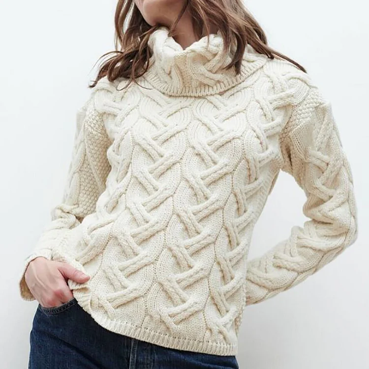 Aran Supersoft Chunky Cable Turtleneck Sweater