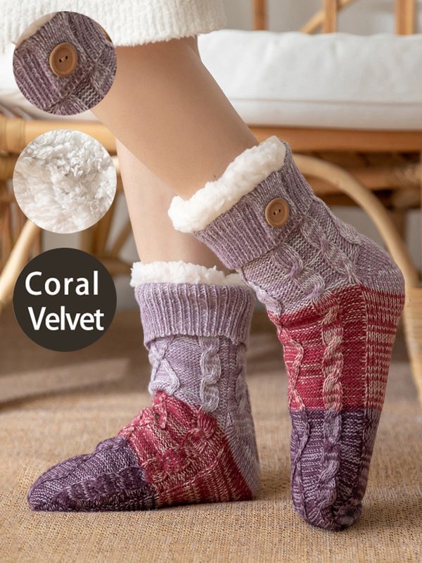 Casual Home Gradient Coral Fleece Floor Socks Pile Pile Socks Autumn Winter Thickening Warm Accessories socialshop