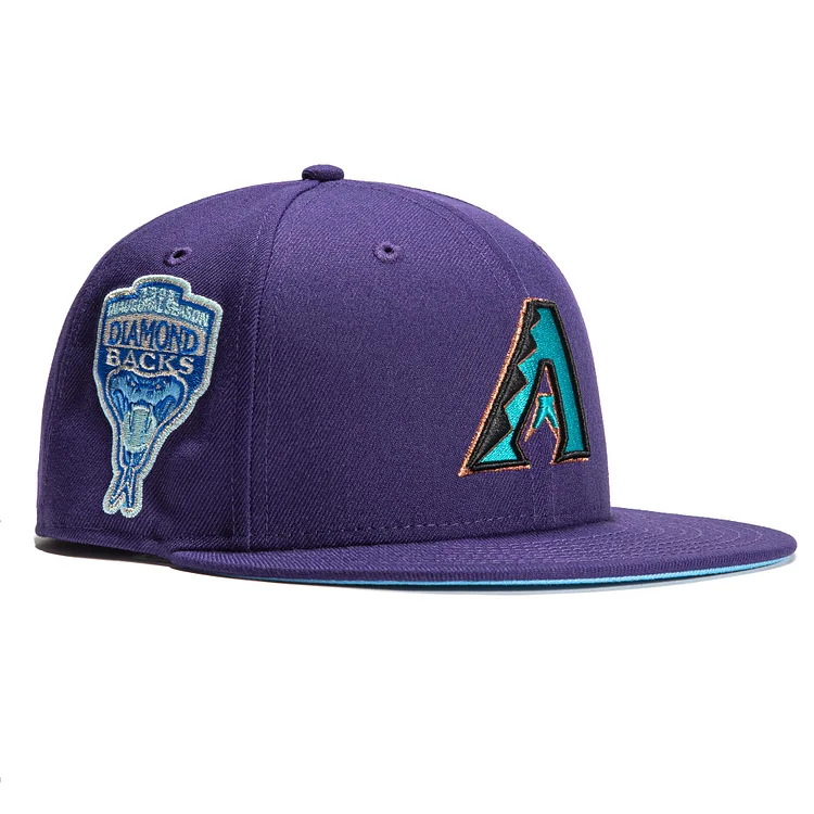 New Era 59Fifty Arizona Diamondbacks Inaugural Patch Icy UV A Hat - Purple, Light Blue QueenFunky