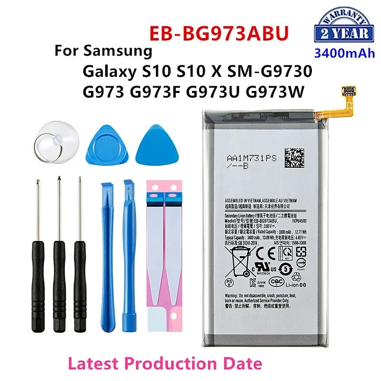 Brand New EB-BG973ABU 3400mAh Battery For Samsung Galaxy S10 S10 X SM-G9730 SM-G973 G973F G973U G973W Mobile Phone +Tools