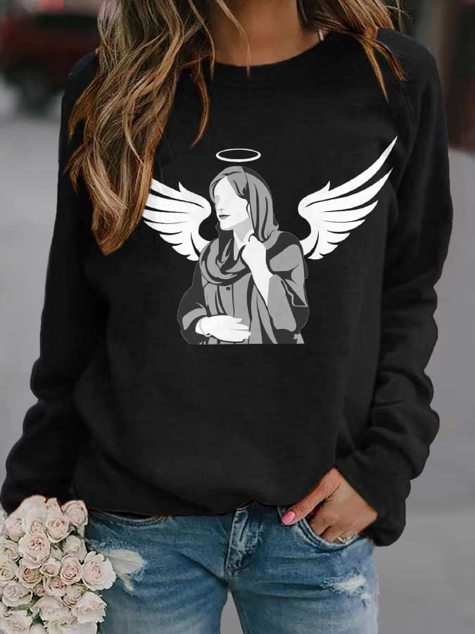 Iran Girl Angel Wings Print Sweatshirt socialshop