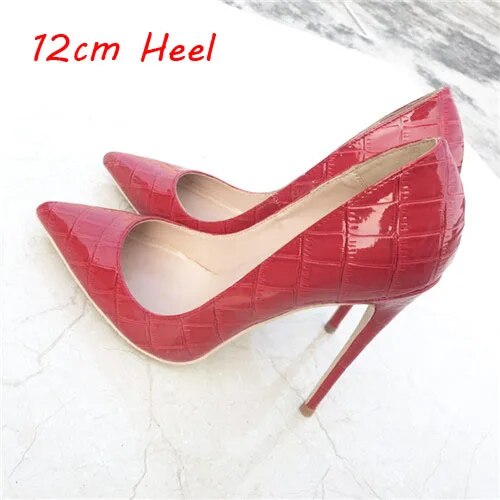VCshoes Red Women 12cm High Heels Girl Pumps High Heeled Pointed Toes Wedding Party Shoes High Heels Thin Heels QP054