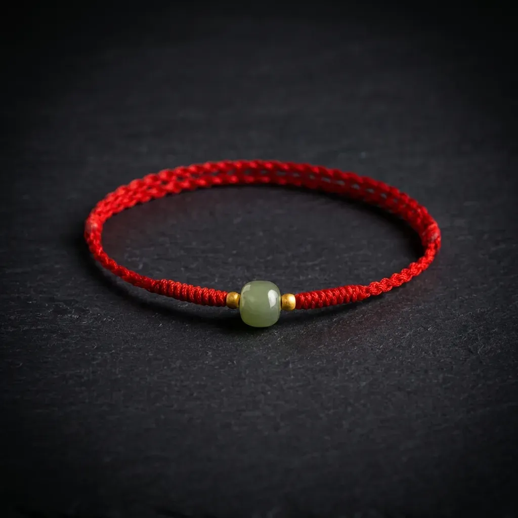 Natural Hetian Jade Serenity Red String Bracelet Serenity Crimson-Signature Hetian Jade Edition