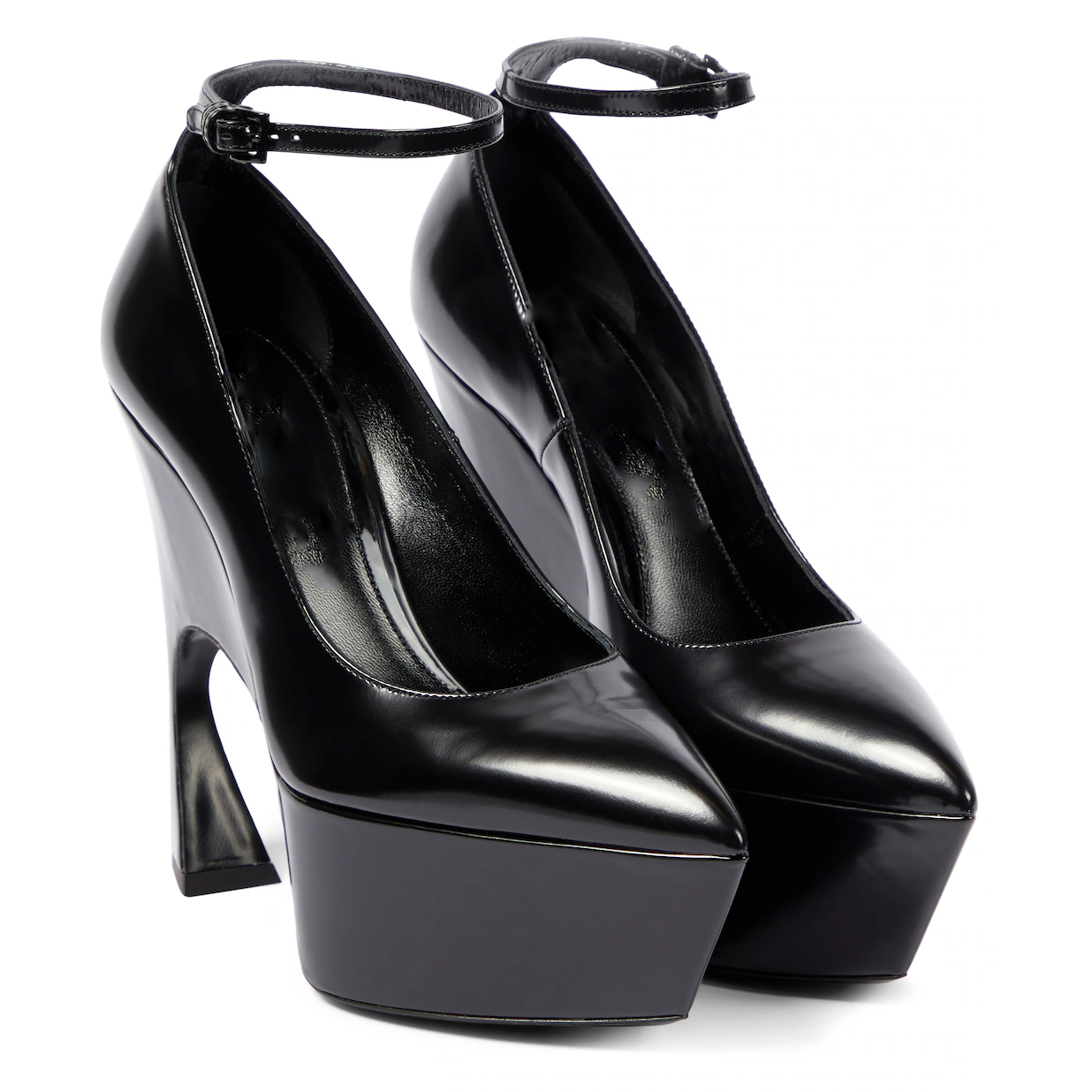 TAAFO High Platform Heel Women Shoe Pointed Toe Shiny Leather Pu Heel Women Pumps