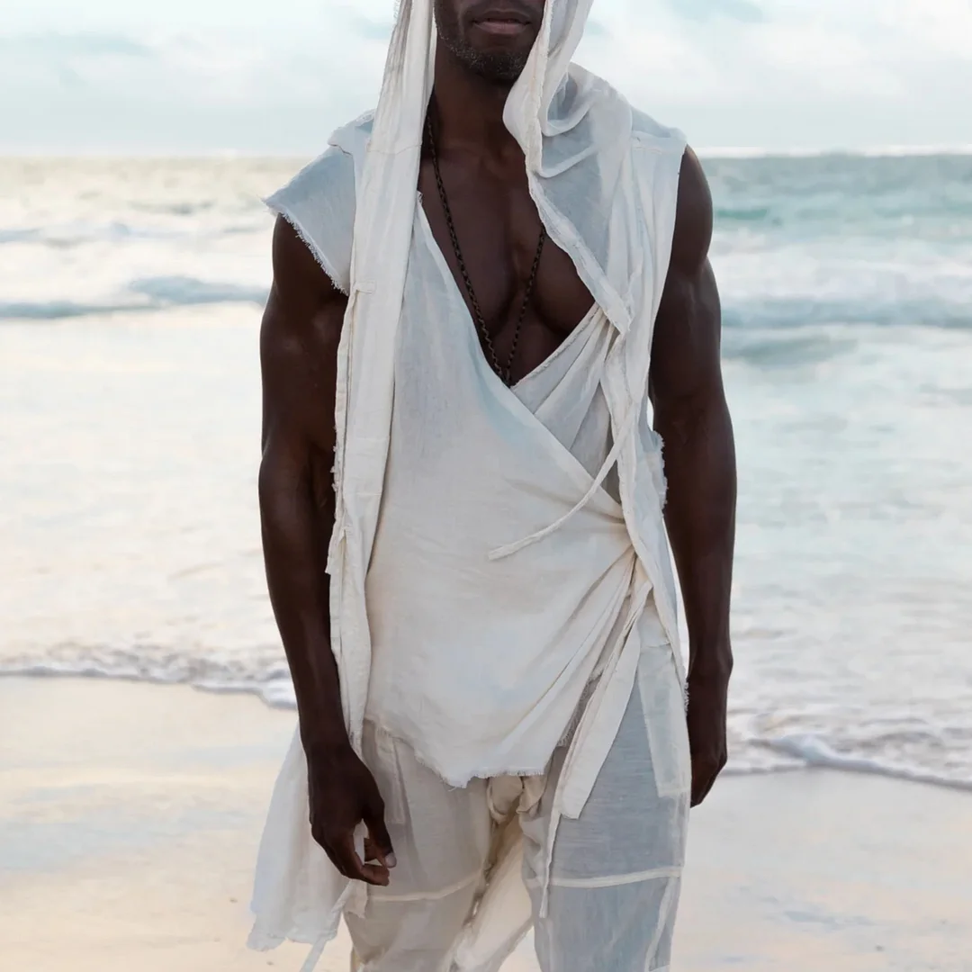 Sleeveless Hooded Kimono-inspireuse