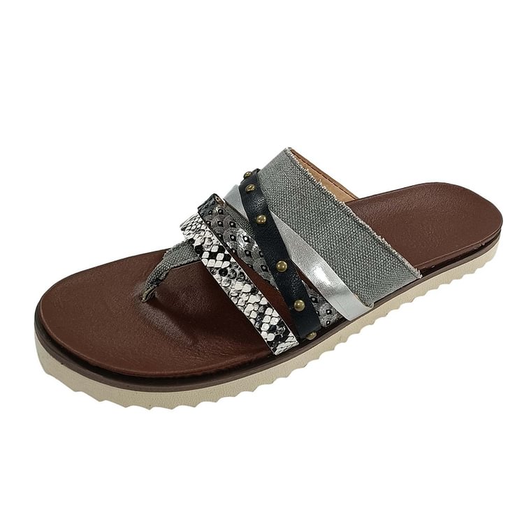 Canvas Stud Colorblock Flip-Flops