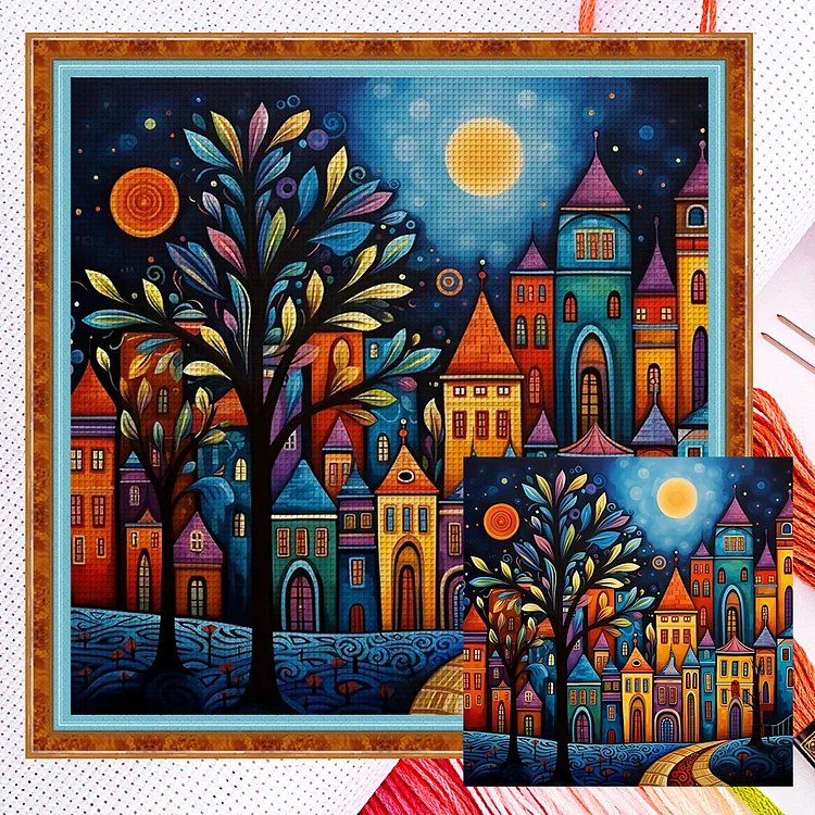 Colorful Houses (40*40cm) 14CT Counted Cross Stitch gbfke