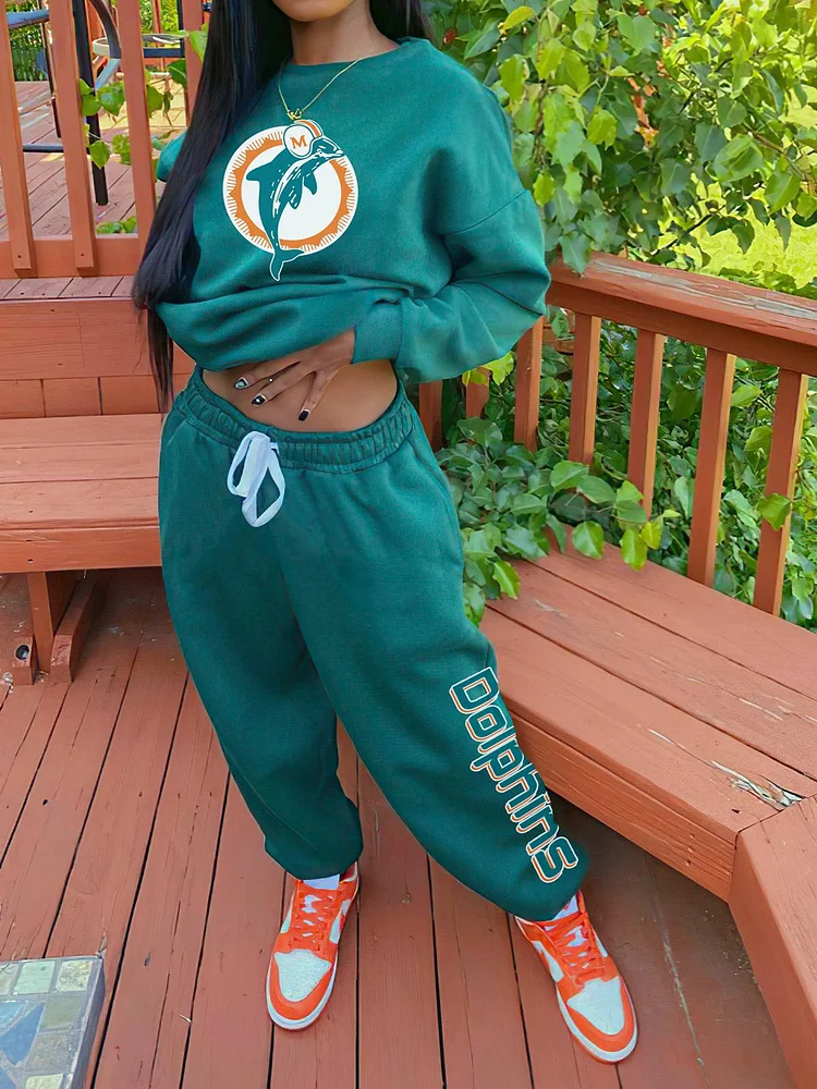 Miami Dolphins Sports Sweatshirt Two-Piece Suit