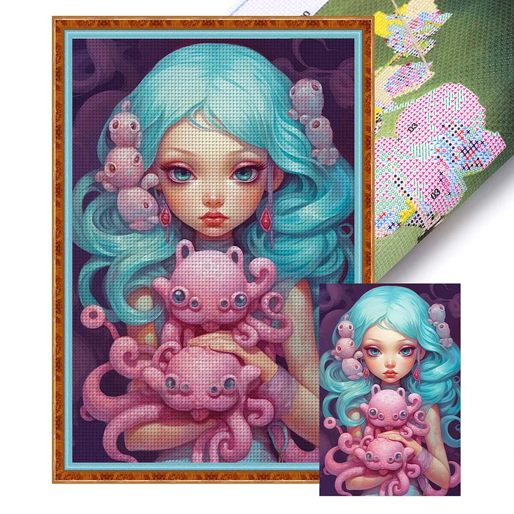 『YiShu』Sweet Octopus Princess - 11CT Stamped Cross Stitch(50*75cm)